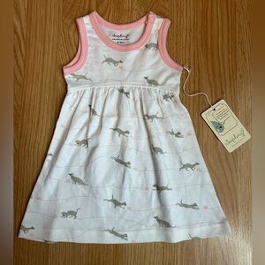 Sapling Organic Cotton Kitten Cat Sleeveless Dress White Pink 3-6 months NWT